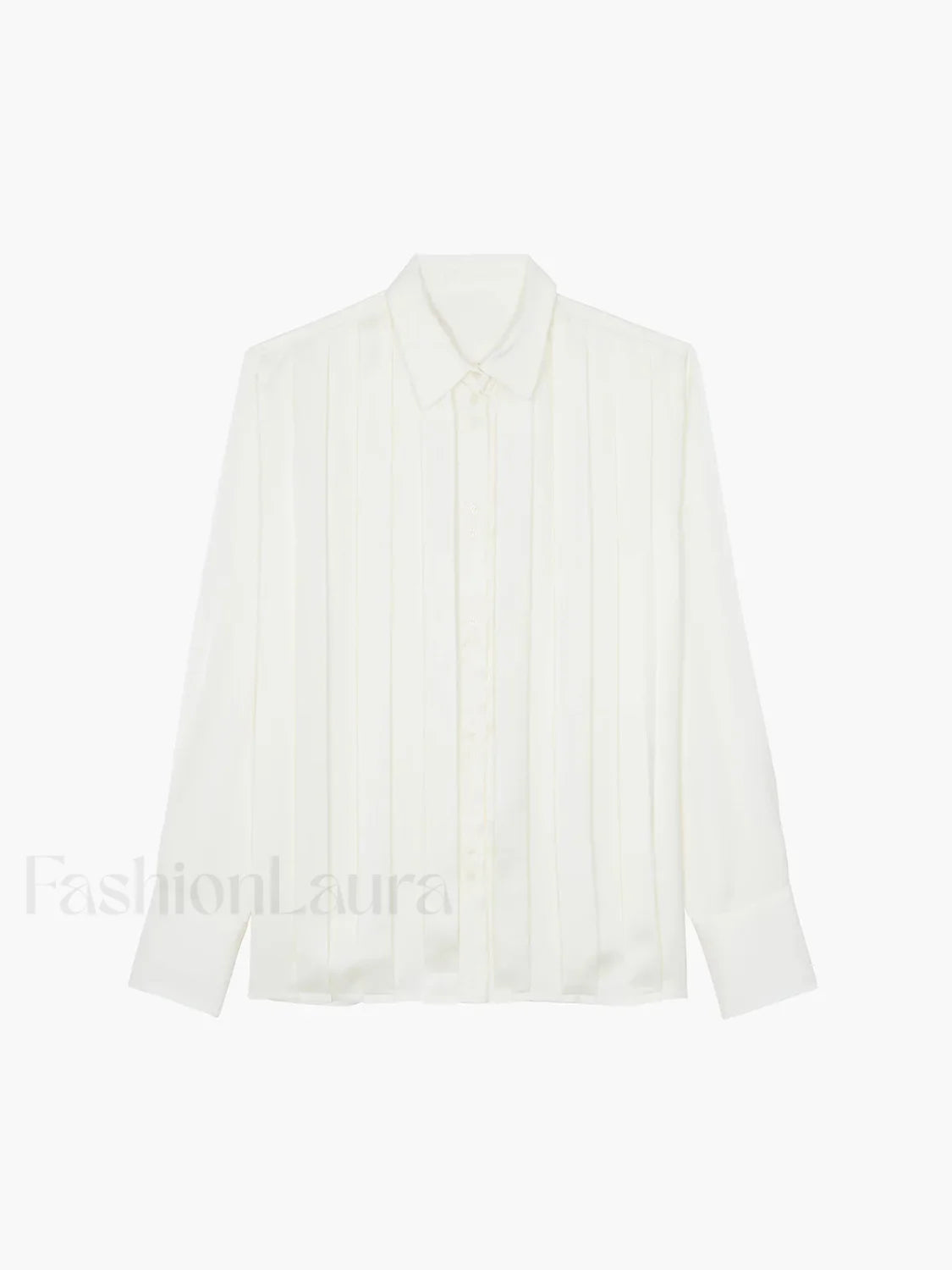 Satin Pleated Graceful Button-Down Shirt