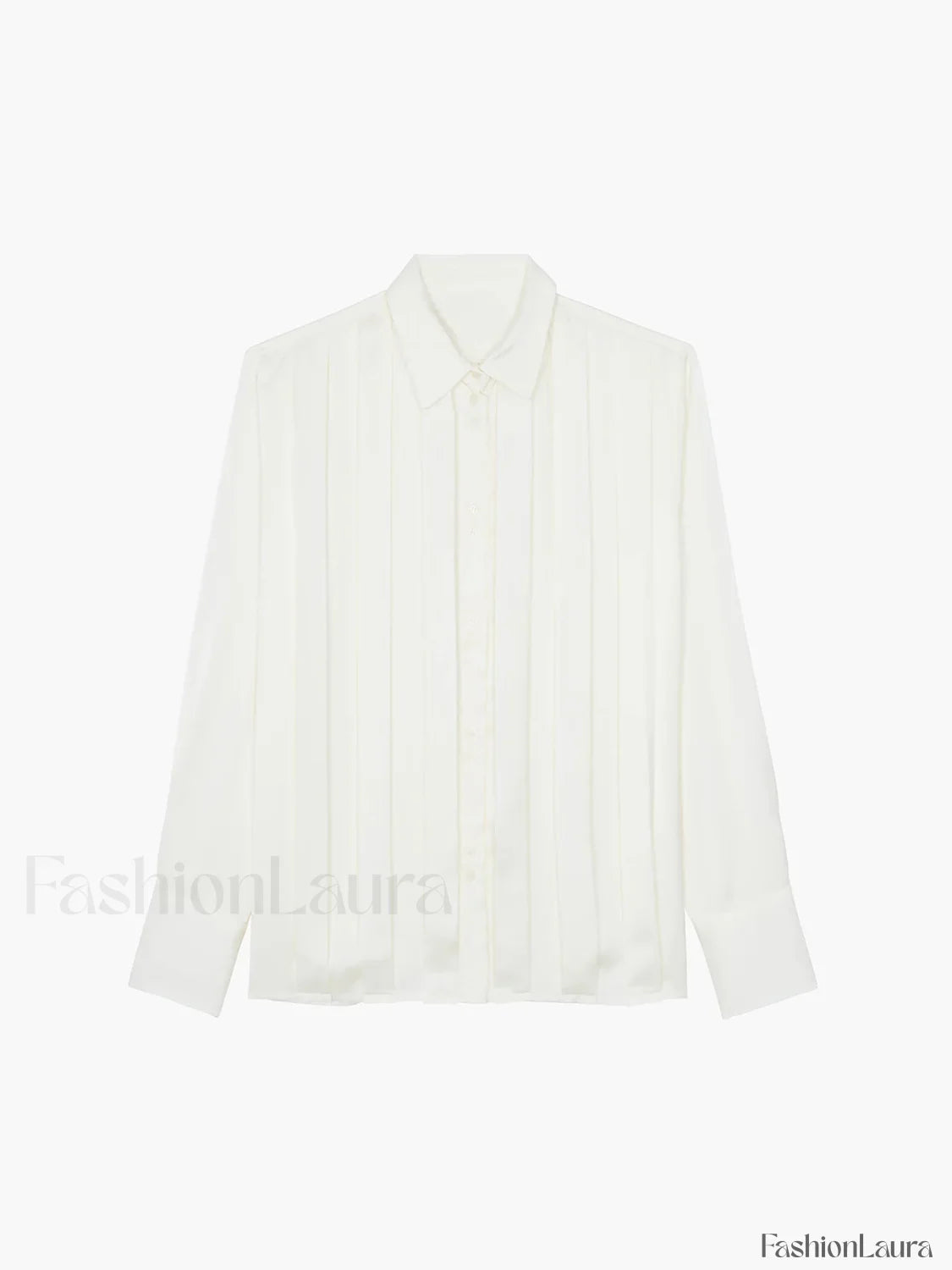 Satin Pleated Graceful Button-Down Shirt