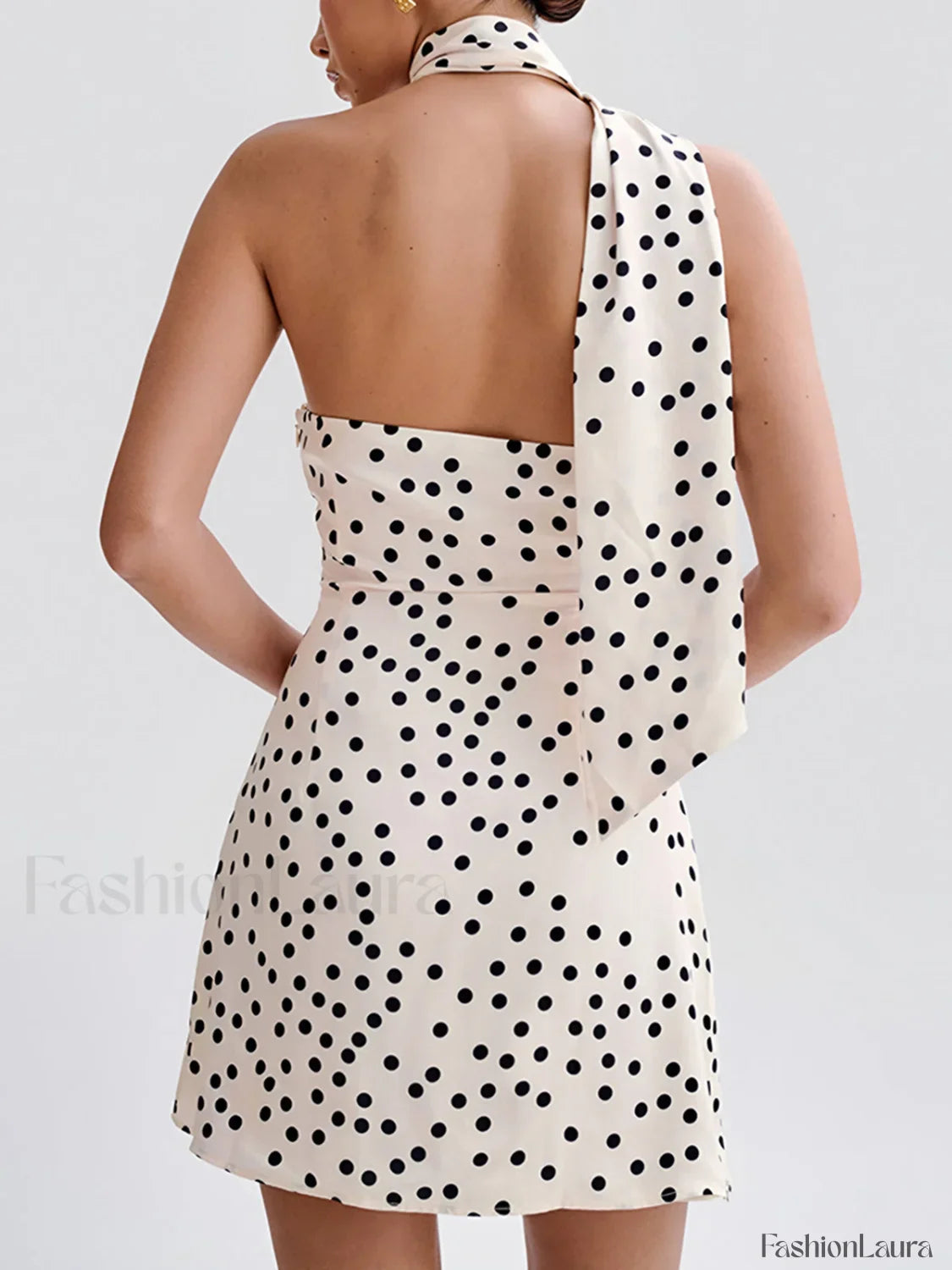 Satin Polka Dot Asymmetrical Dress