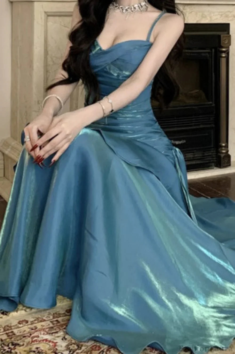 Satin Ruffle Trim Party Dress