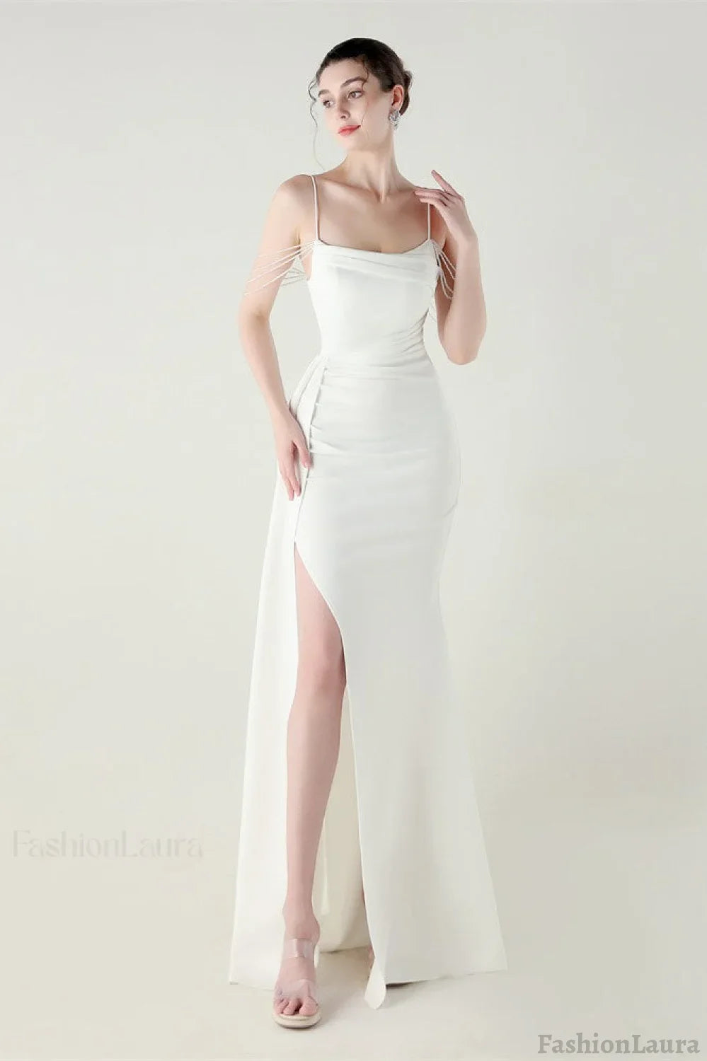 Satin Spaghetti Strap Mermaid Party Dress