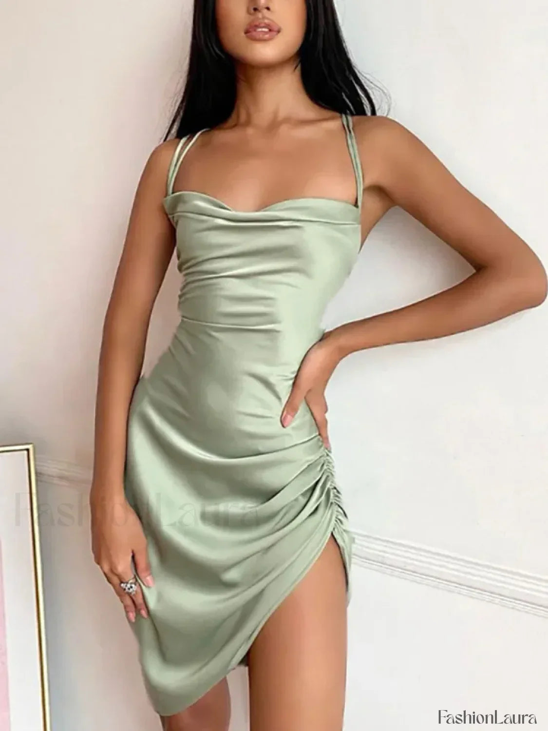 Satin Spaghetti Strap Mini Dress