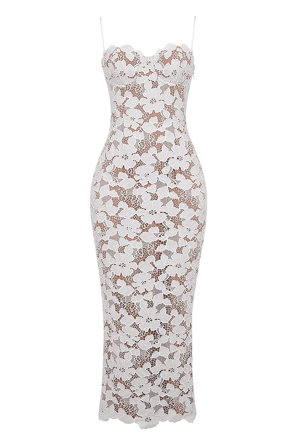 Guipure Lace Scalloped Sweetheart Cami Mermaid Maxi Dress 16