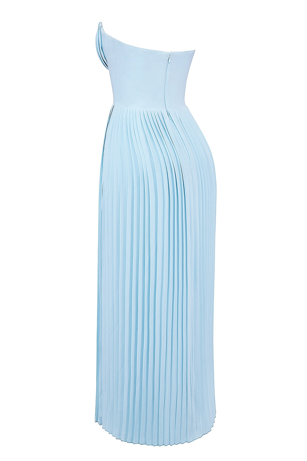 Strapless Sweetheart Bustier Pleated A-Line Maxi Dress 9