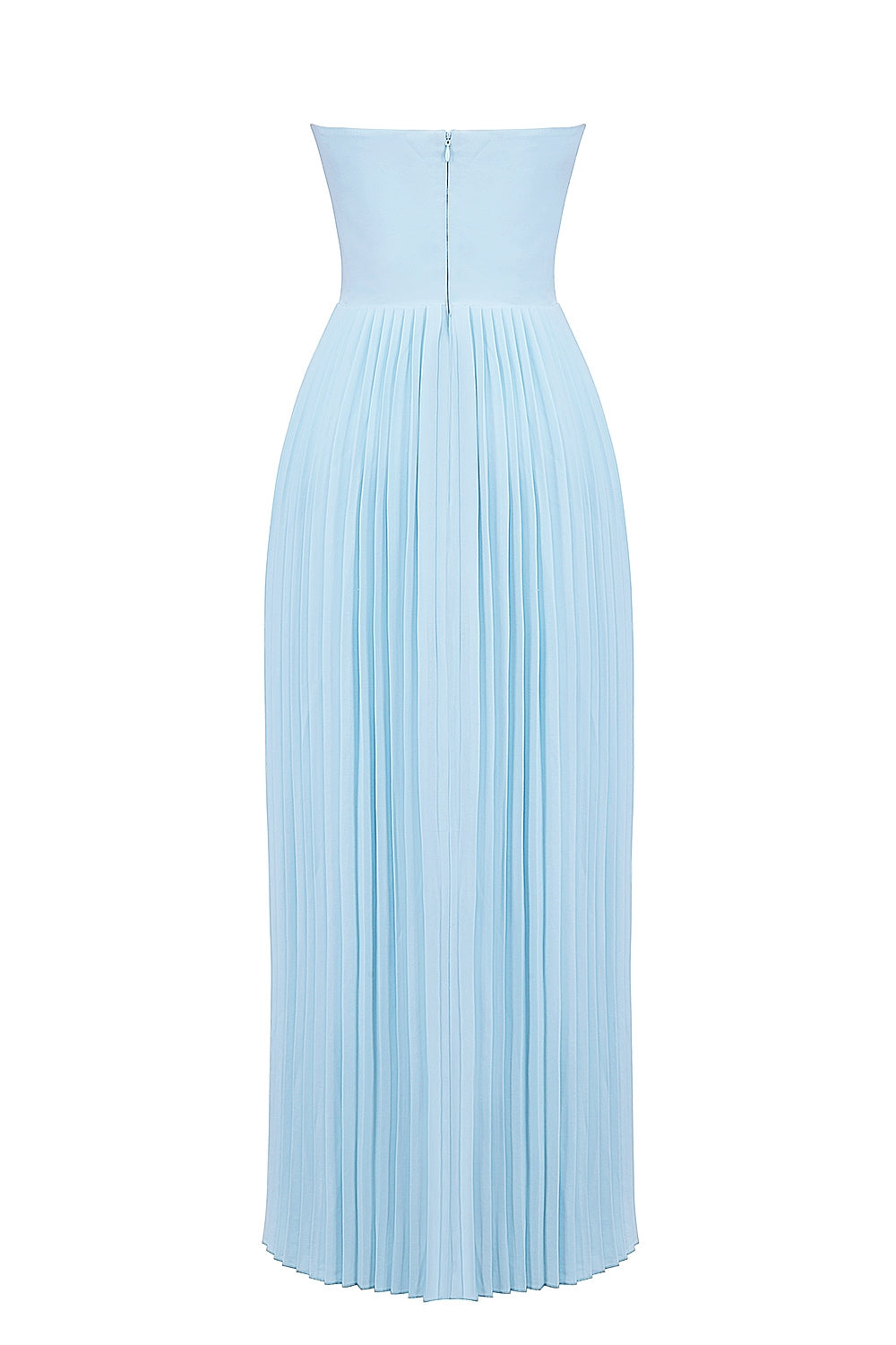 Strapless Sweetheart Bustier Pleated A-Line Maxi Dress 10