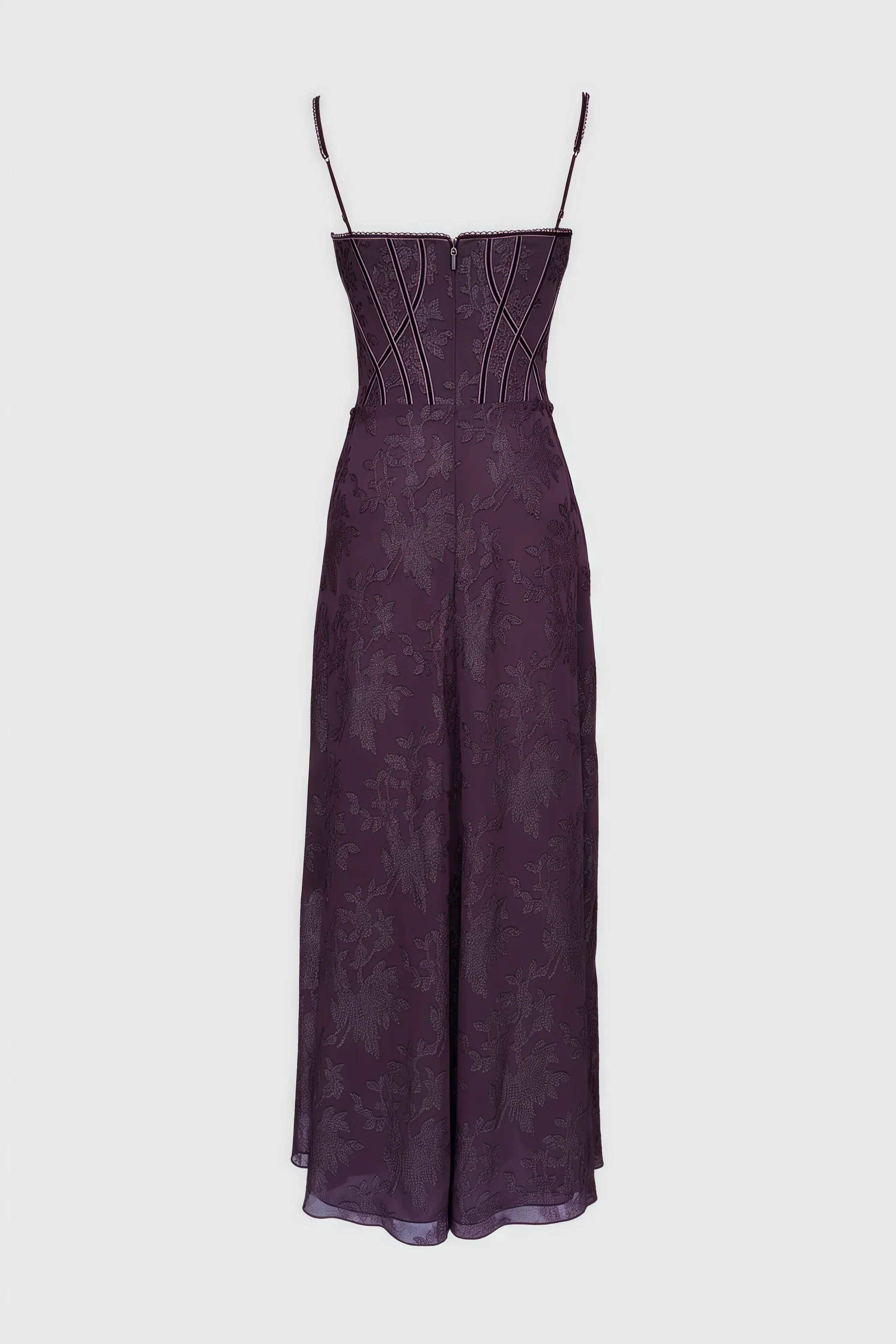 Floral Jacquard Sweetheart Corset A-Line Maxi Dress