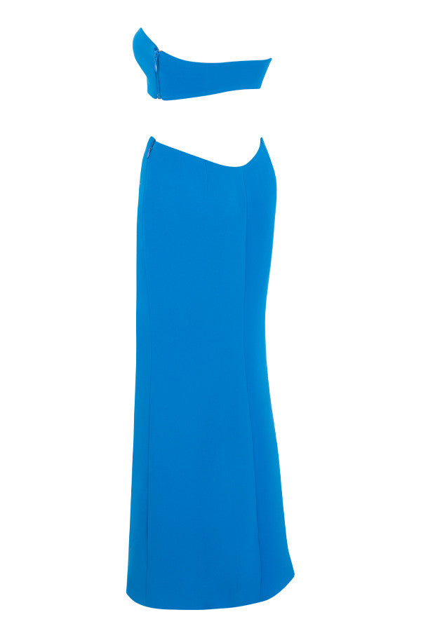 Strapless Side Cut Out High Split Column Maxi Dress 11