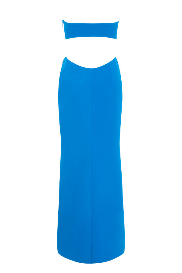Strapless Side Cut Out High Split Column Maxi Dress 10