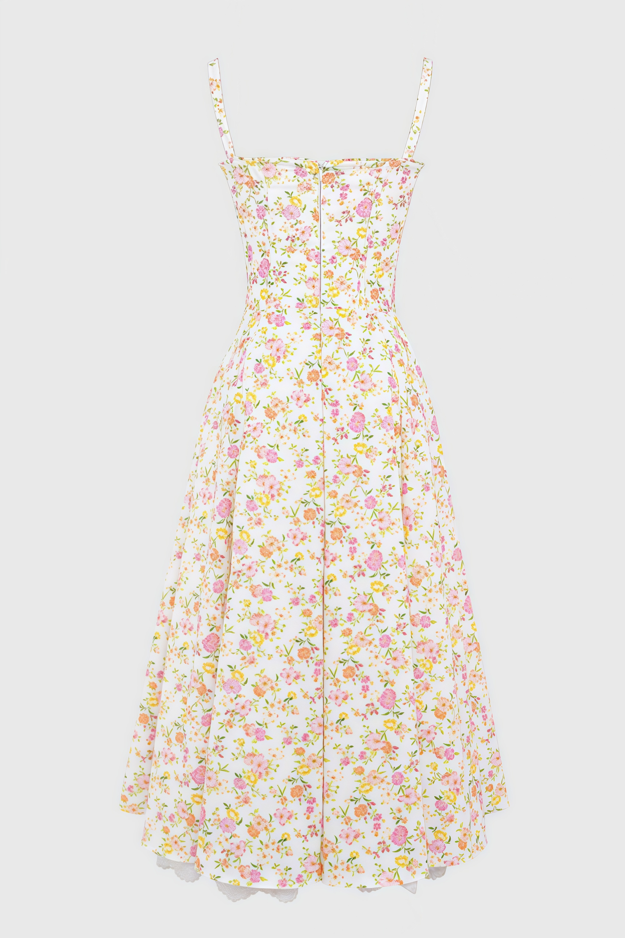 Floral Print Sweetheart Tie Front Spaghetti Strap Midi Dress