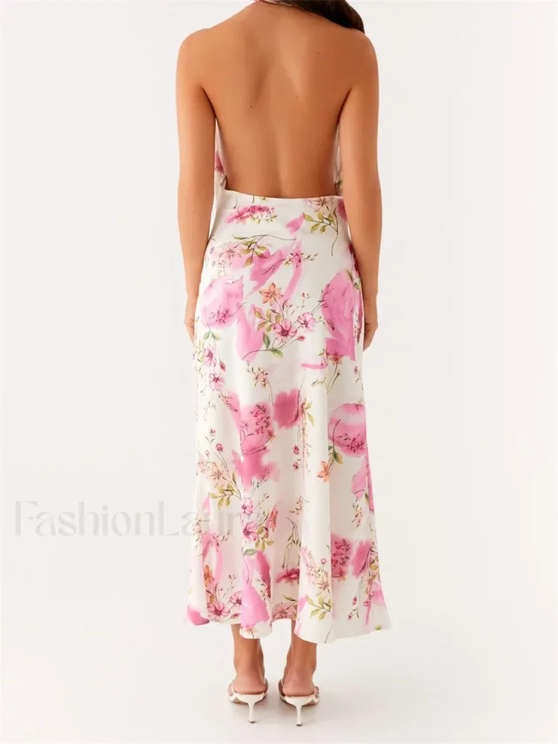 Scarf Halter Floral Maxi Dress