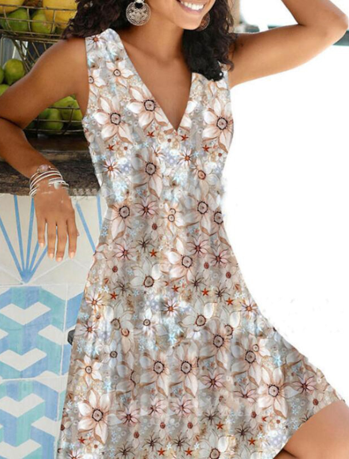 Karina Exclusive Flattering Bloom Midi Dress for Warm Summer Days Boutique Collection