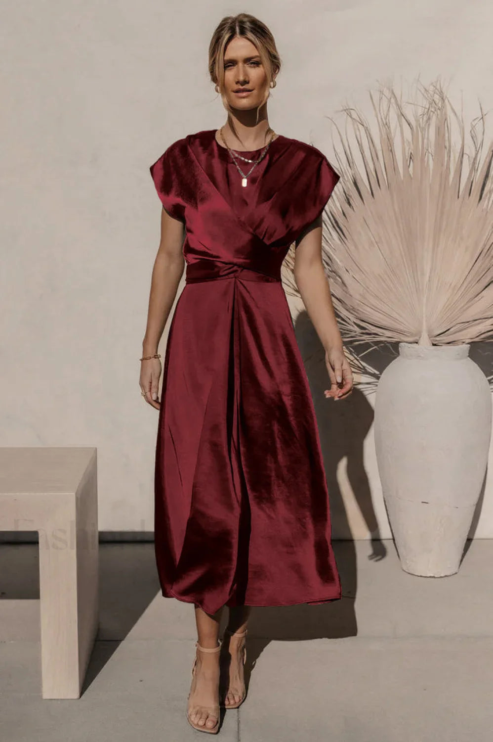 Scoop A-line Stylish Satin Bridesmaid Dress