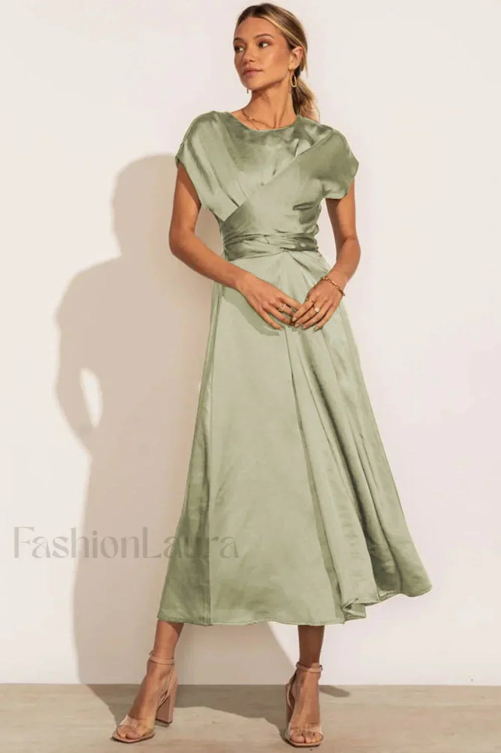 Scoop A line Stylish Satin Bridesmaid Dress S / 1#