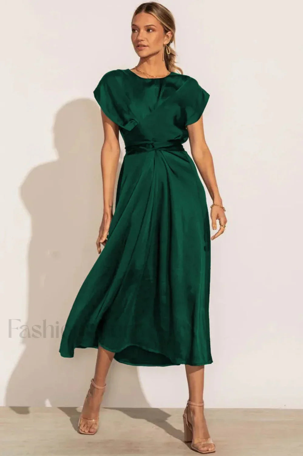 Scoop A line Stylish Satin Bridesmaid Dress S / 2#