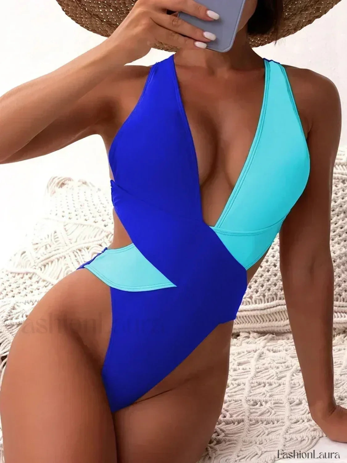 Scrunch V Neck Cross Backless One Piece