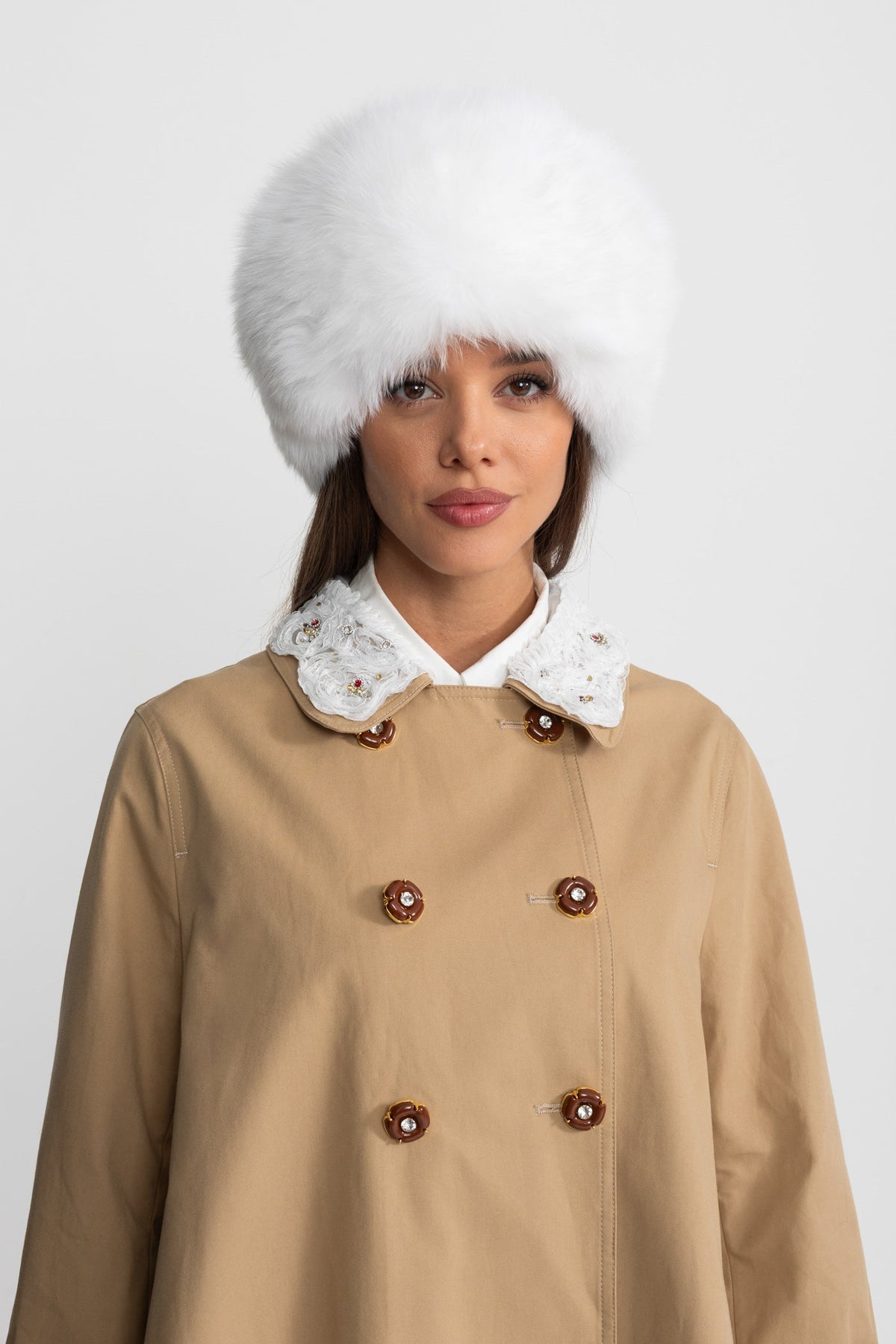 Embellished Collar Double Breasted Long Sleeve Swing Trench Mini Dress 6