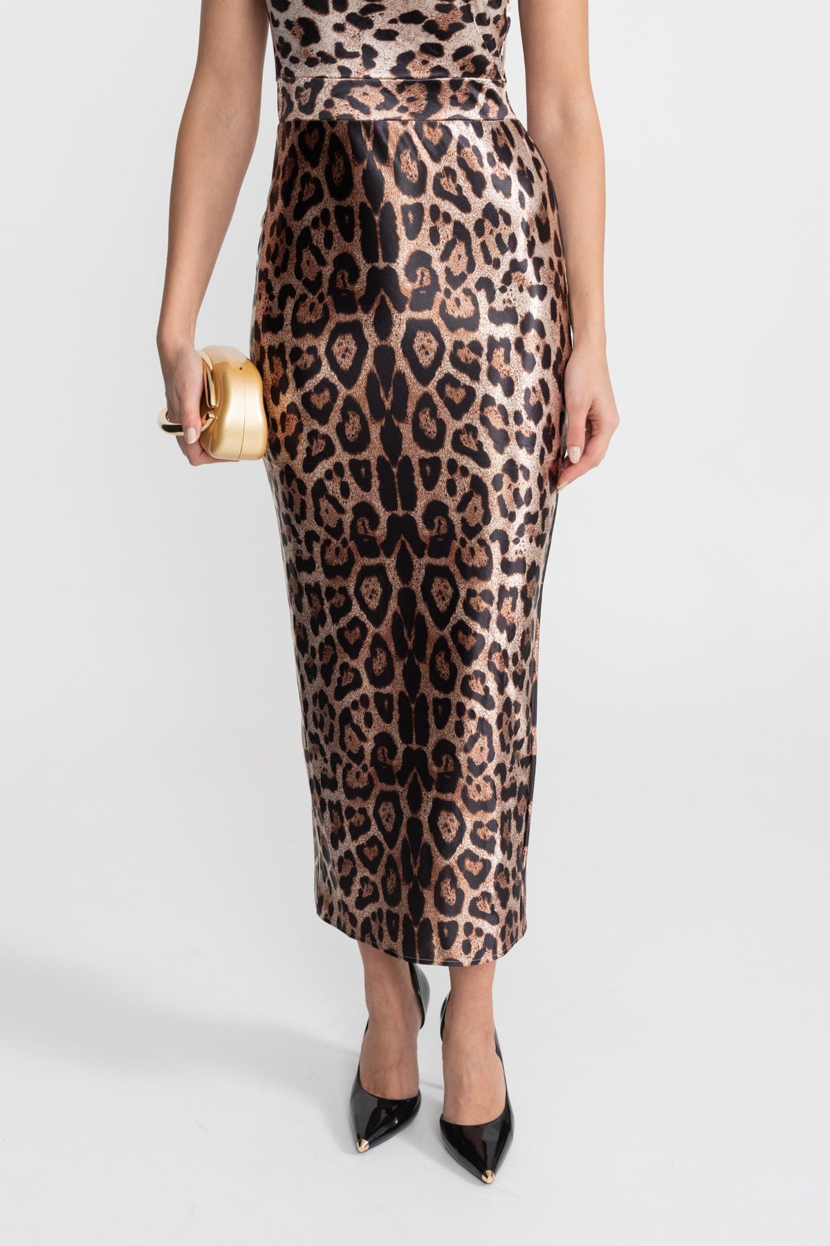 Leopard Print Satin Sweetheart Neck Bustier Bodycon Midi Dress 4