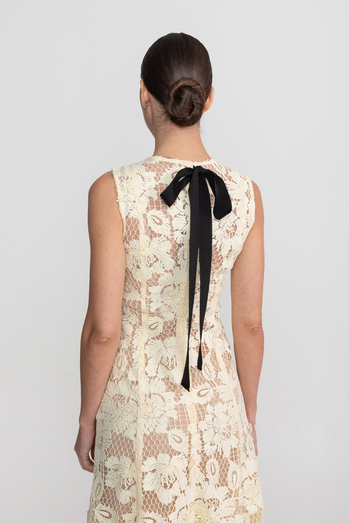 Floral Lace Crew Neck Sleeveless A-Line Midi Dress 8