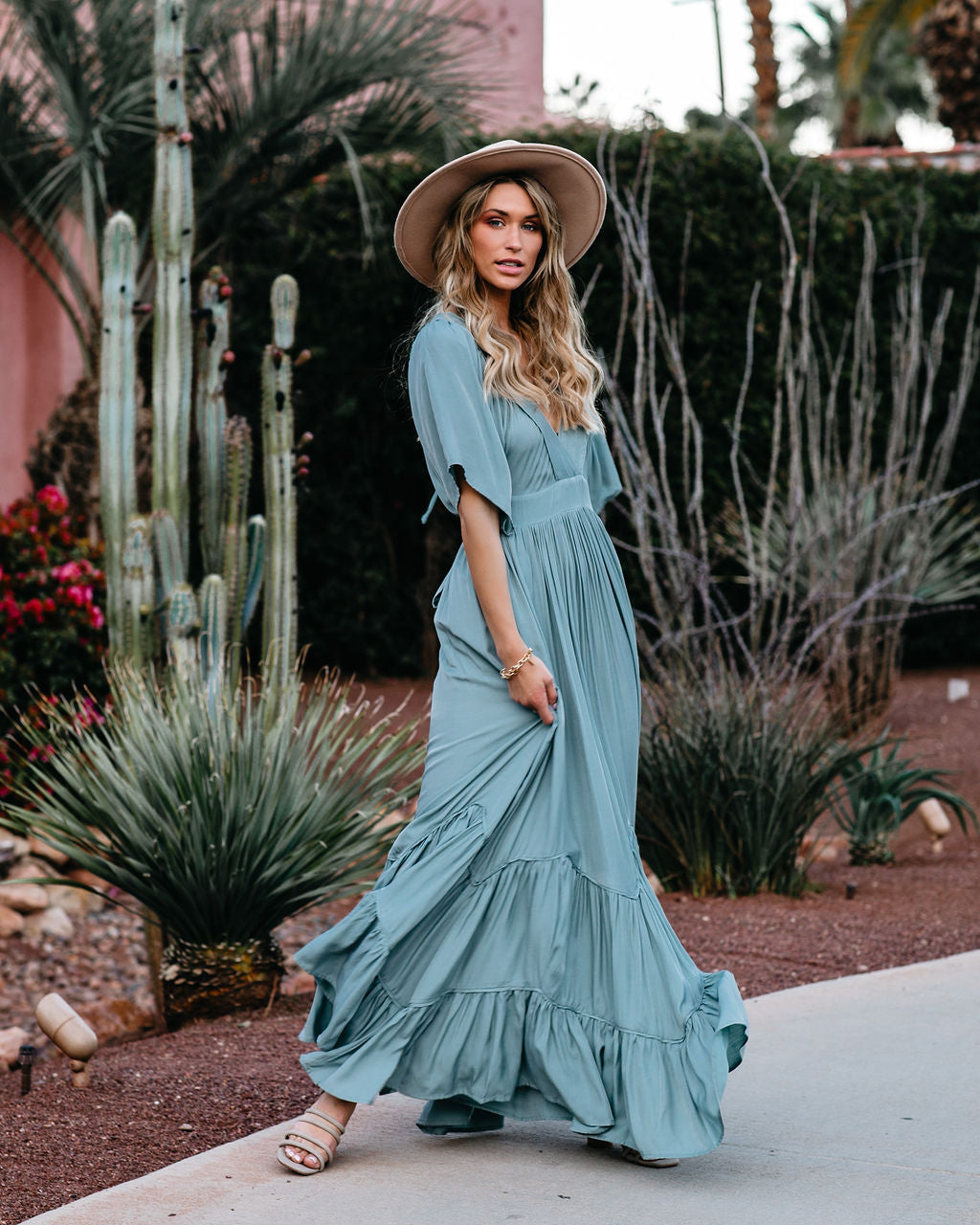 PREORDER Seafoam Season Pocketed Tiered Maxi Dress Seafoam