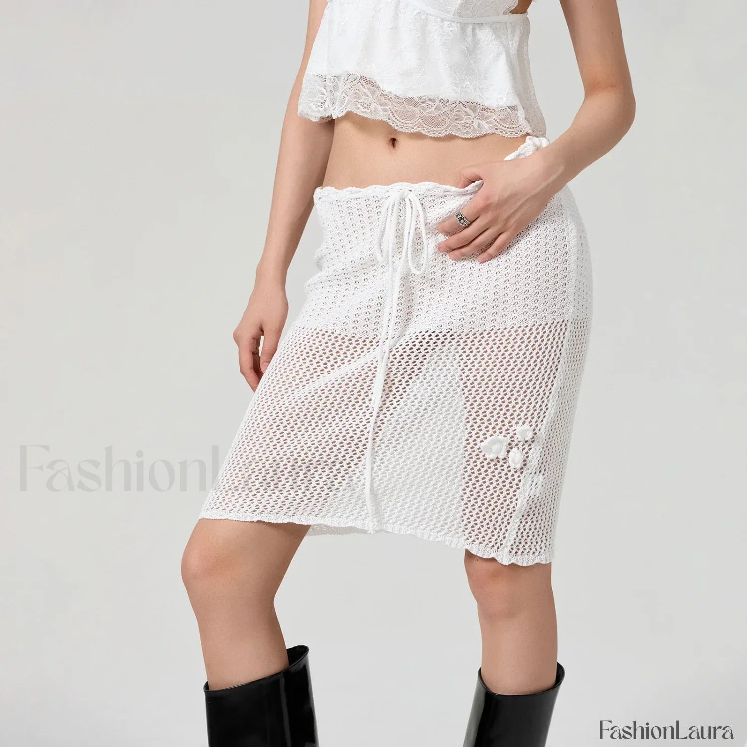 See-Through Crochet Flower Slim Fit Cover Up