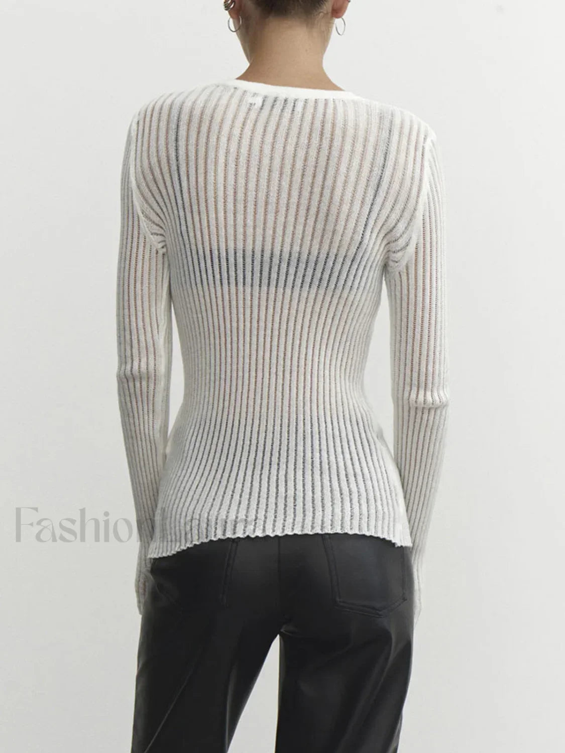 See Through Ribbed Mesh Top