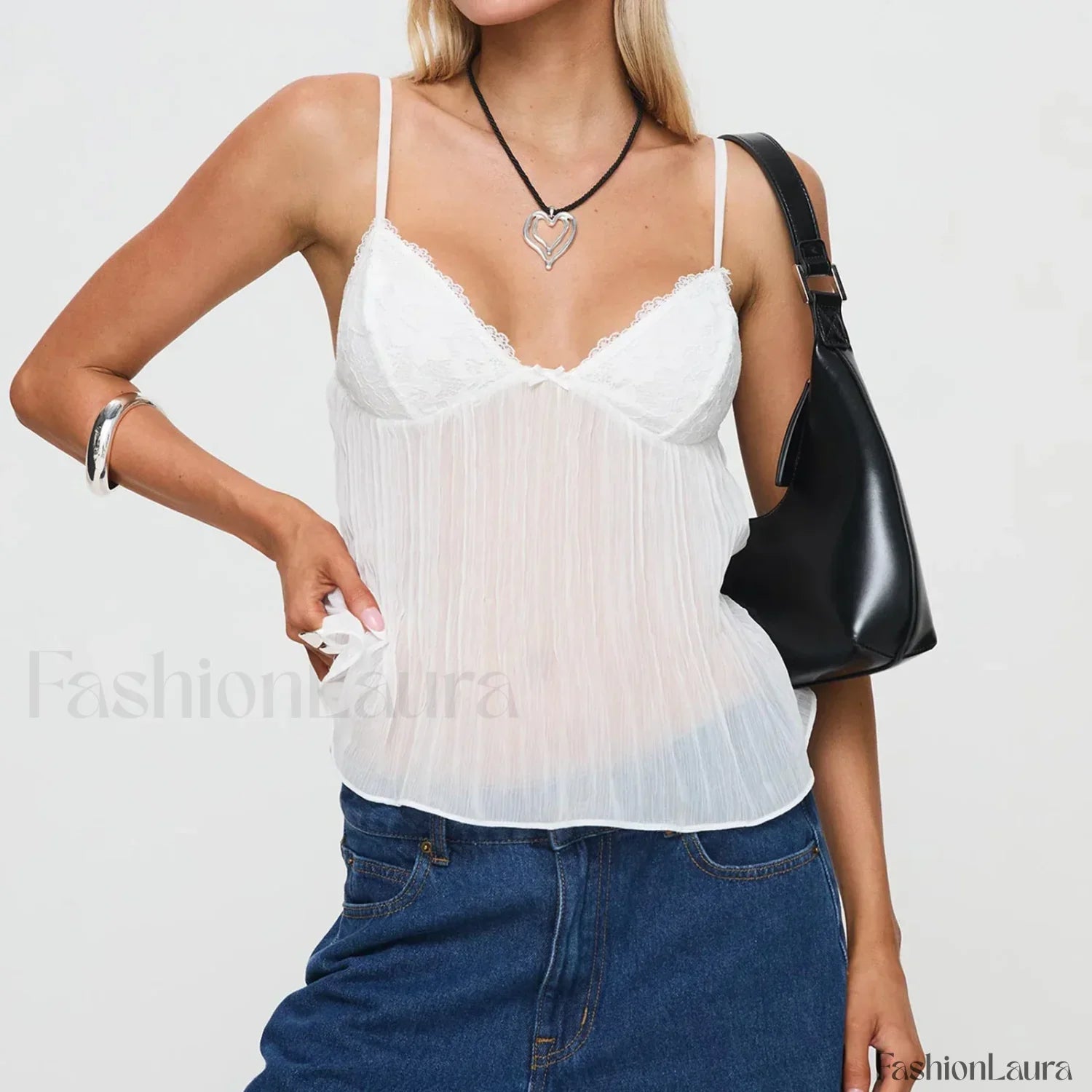 See-Through Spaghetti Crop Top
