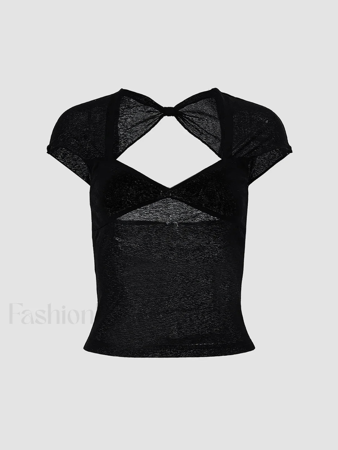 Semi-sheer Mesh Graceful Open Back T-shirt