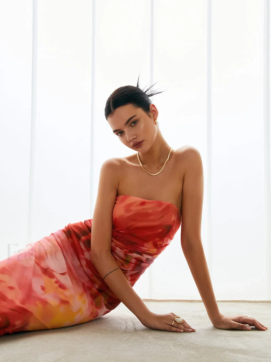 Semi-Sheer Mesh Midi Tube Dress