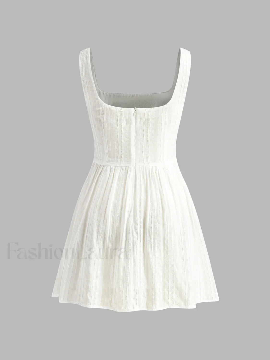 Semi-Sheer Solid Square Neckline Short Dress