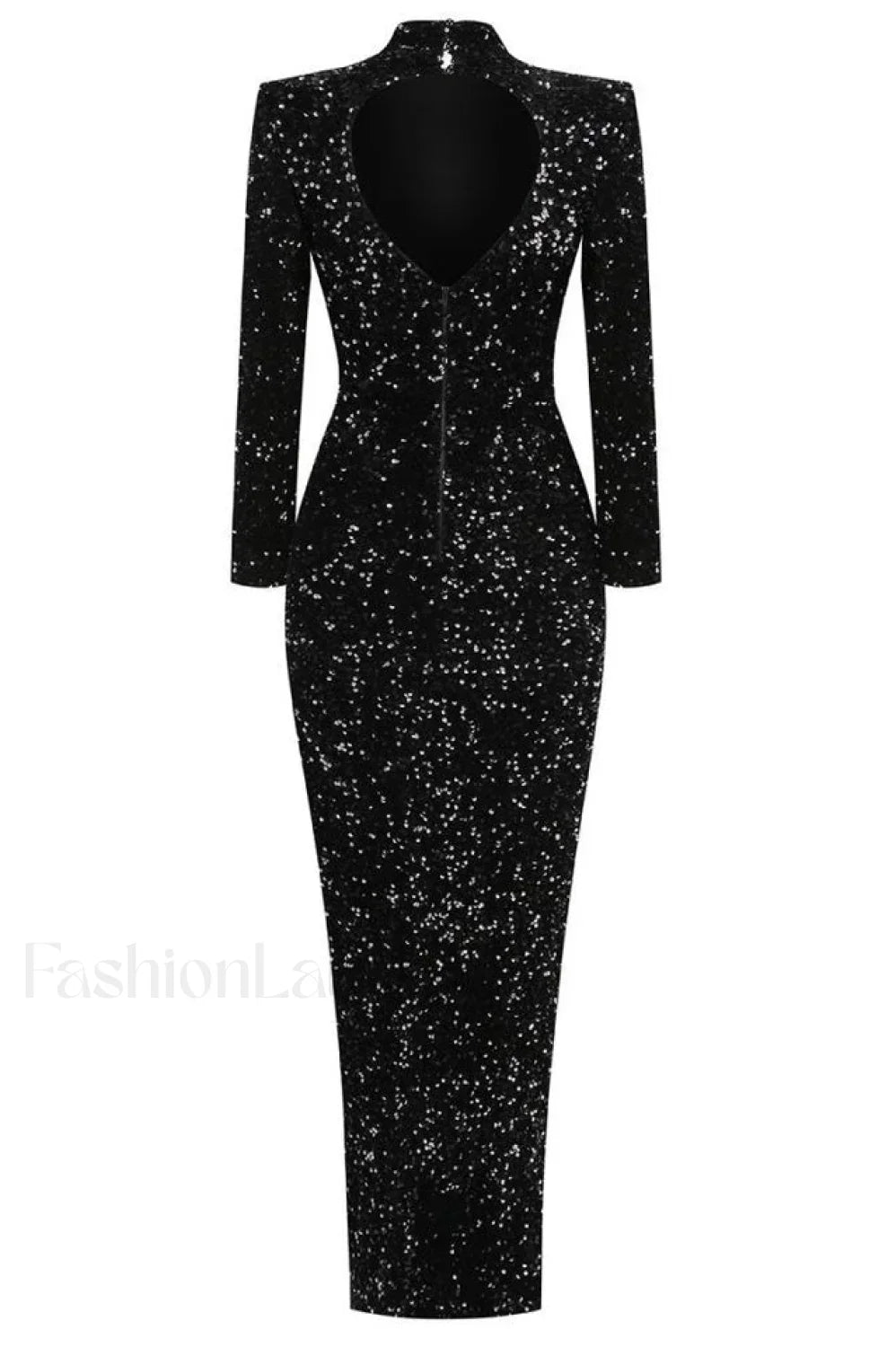 Sequin Embellishments Stylish Slit Maxi Dress