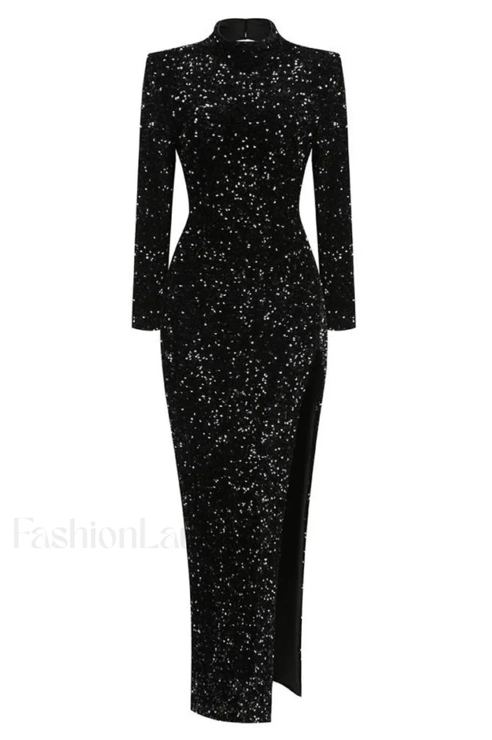 Sequin Embellishments Stylish Slit Maxi Dress