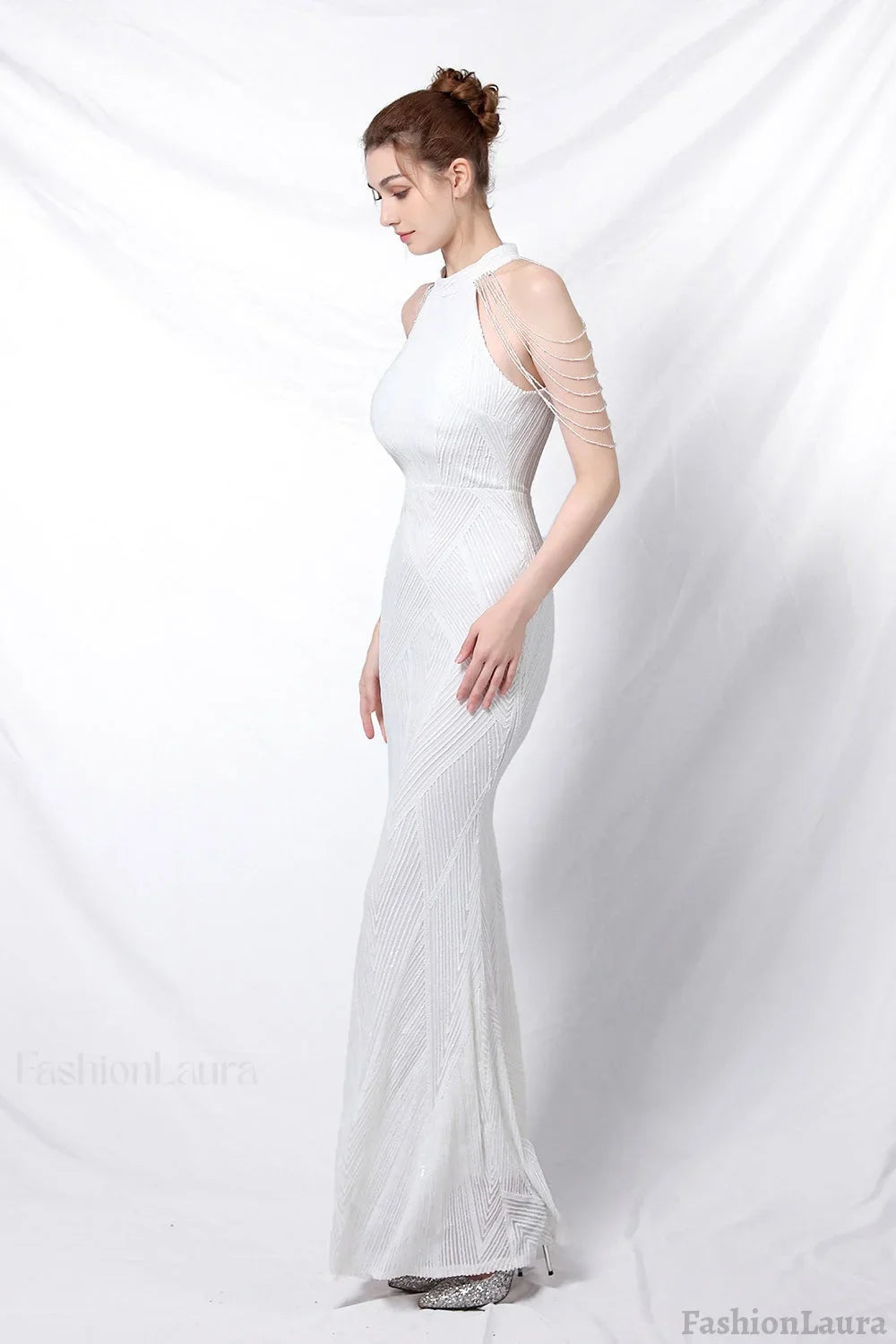 Sequin Halter Mermaid Maxi Party Dress