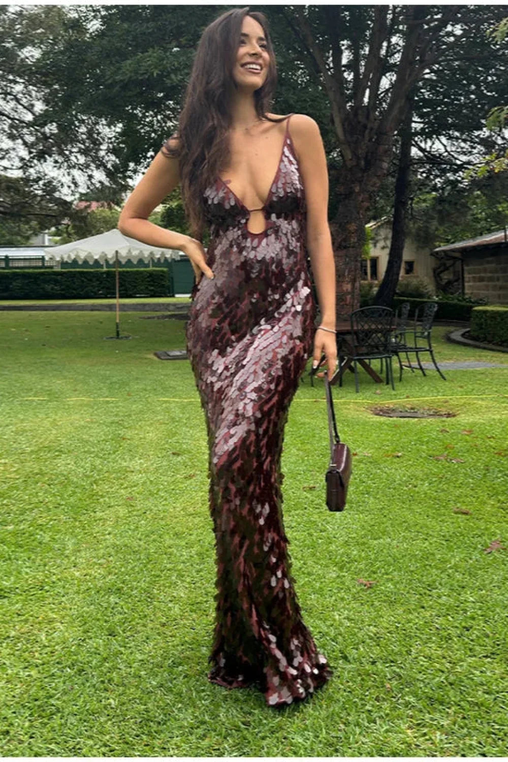 Sequin Hollow Out Boho Dress