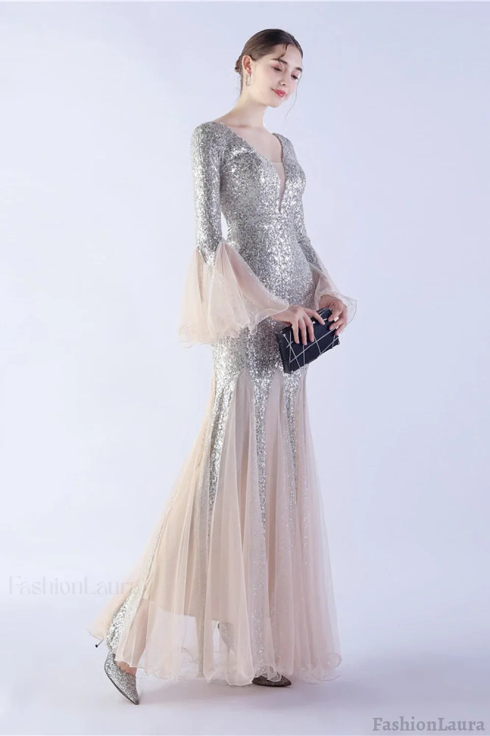 Sequin Ruffled Mesh Party Dress