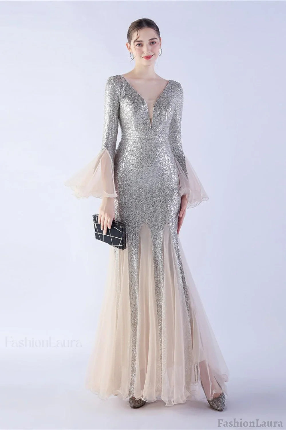 Sequin Ruffled Mesh Party Dress