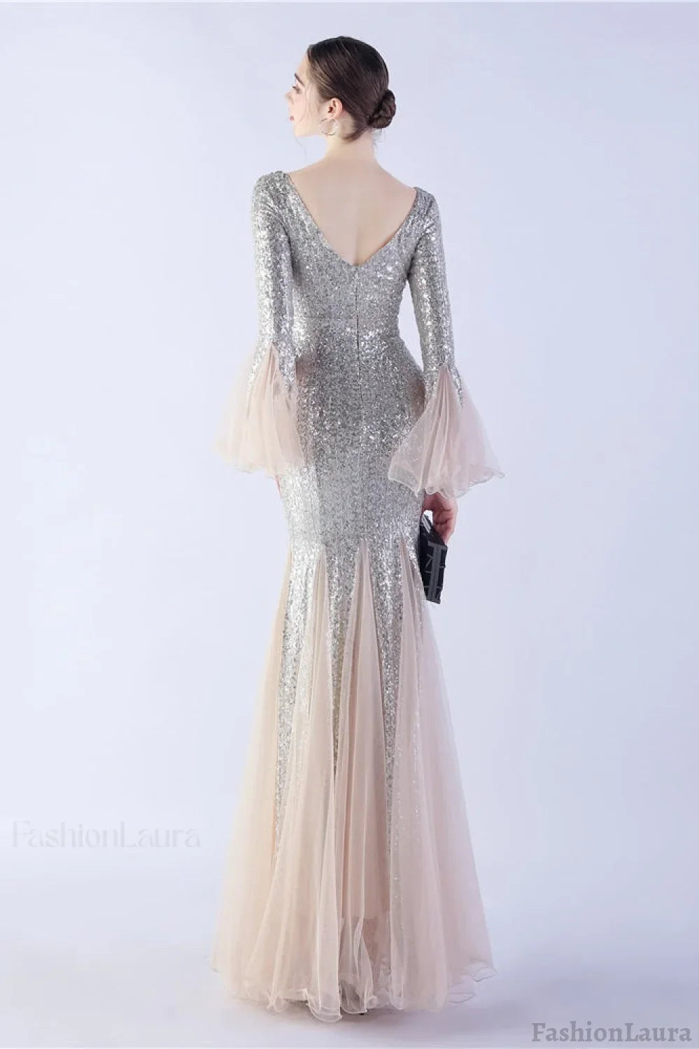 Sequin Ruffled Mesh Party Dress