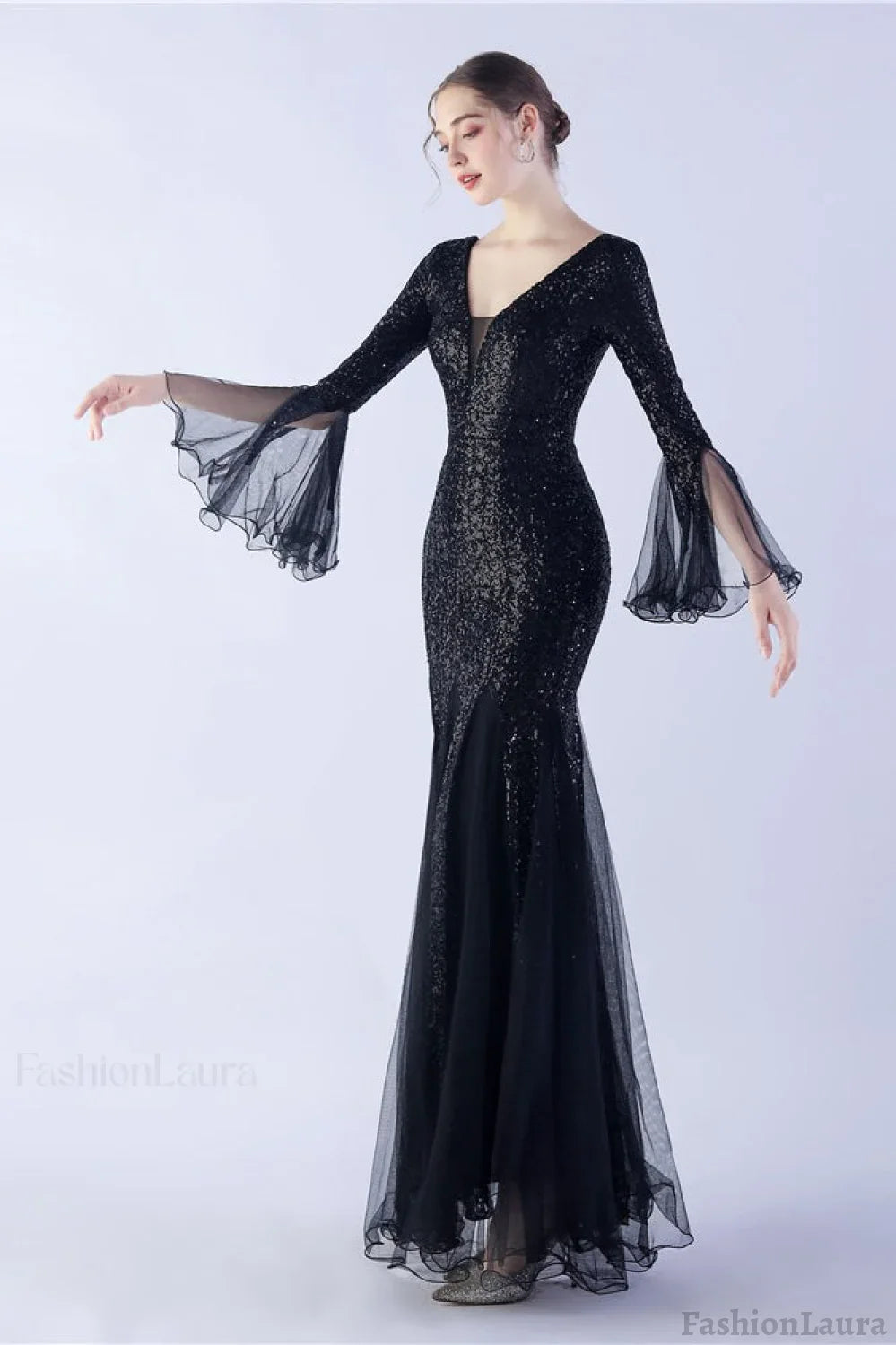 Sequin Ruffled Mesh Party Dress