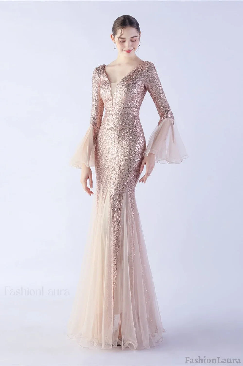 Sequin Ruffled Mesh Party Dress