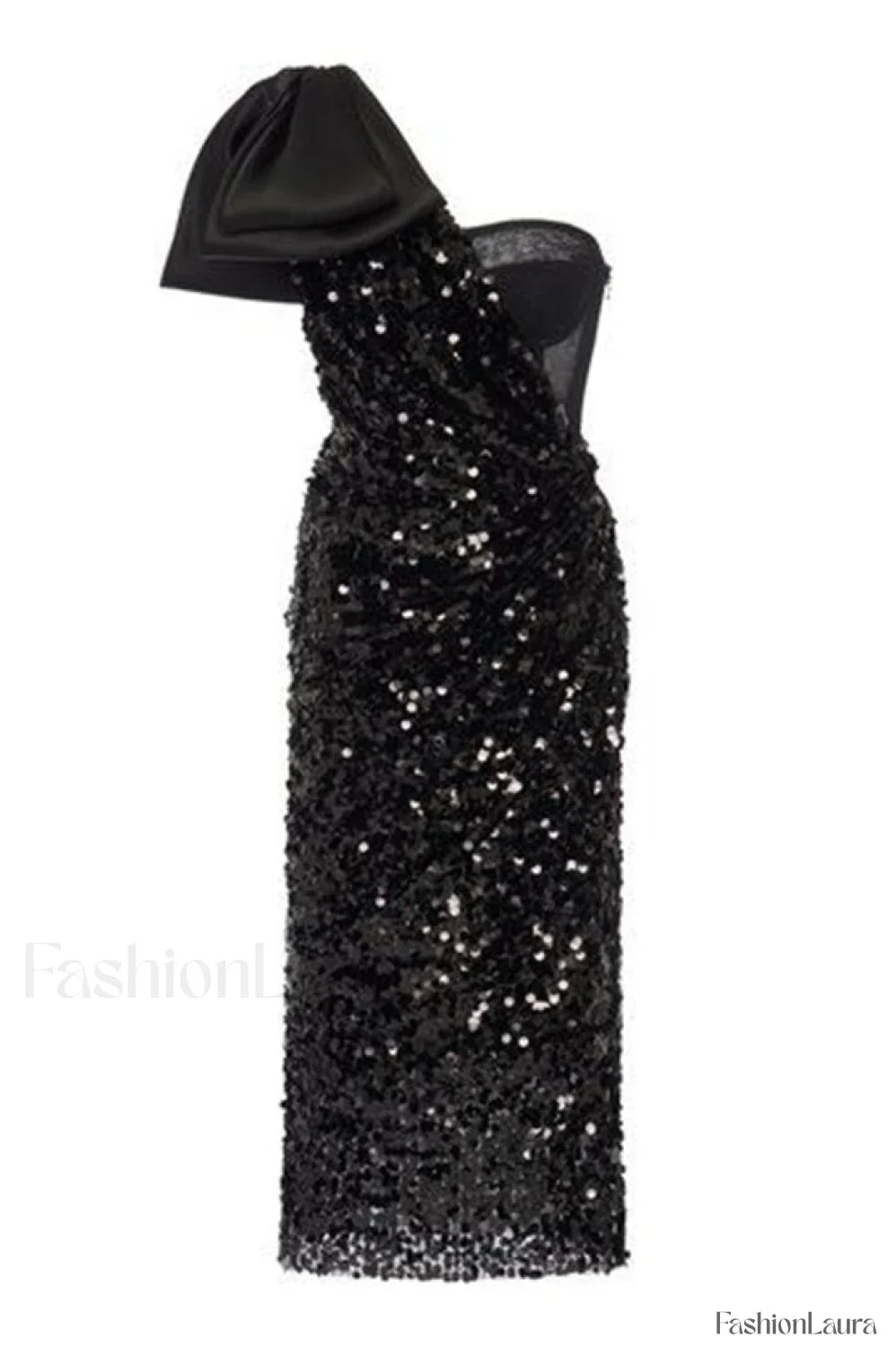 Sequined Longuette Stylish Dress With Bow