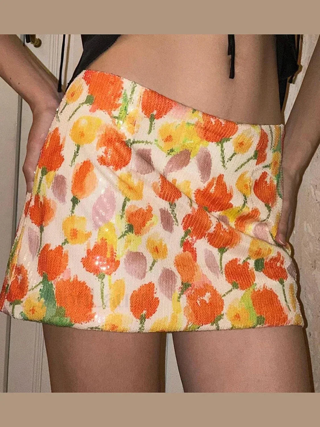 Sequins Flower Party Skirt