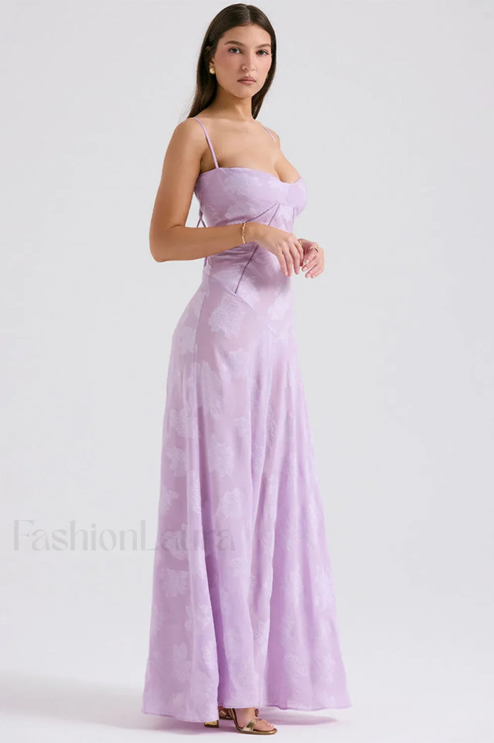 Serena Retro Purple Charming Printed Maxi Dress