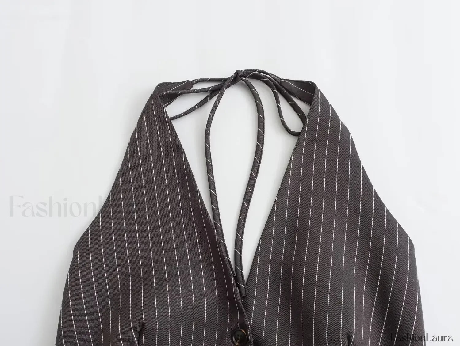 Sexy Backless Bow Tie Striped Print Short Blouse Crop Top