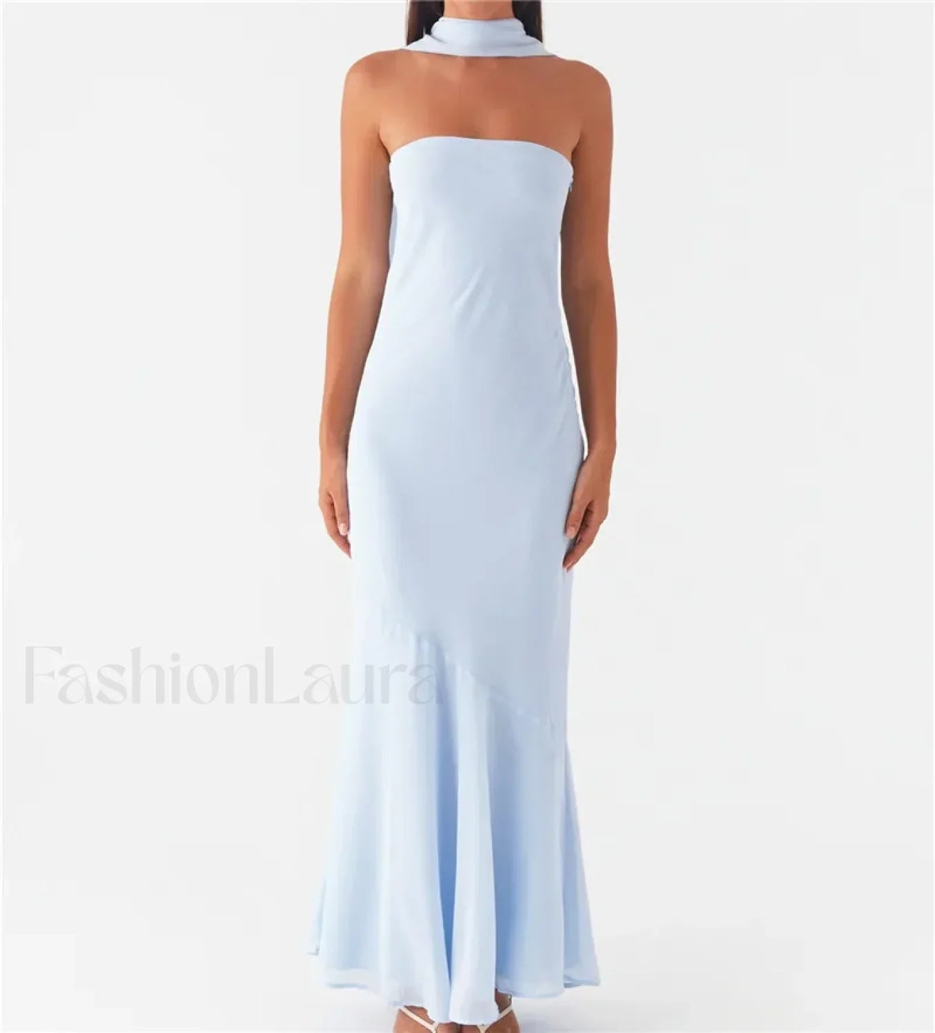 Sexy Backless Mesh Floral Dress blue / S