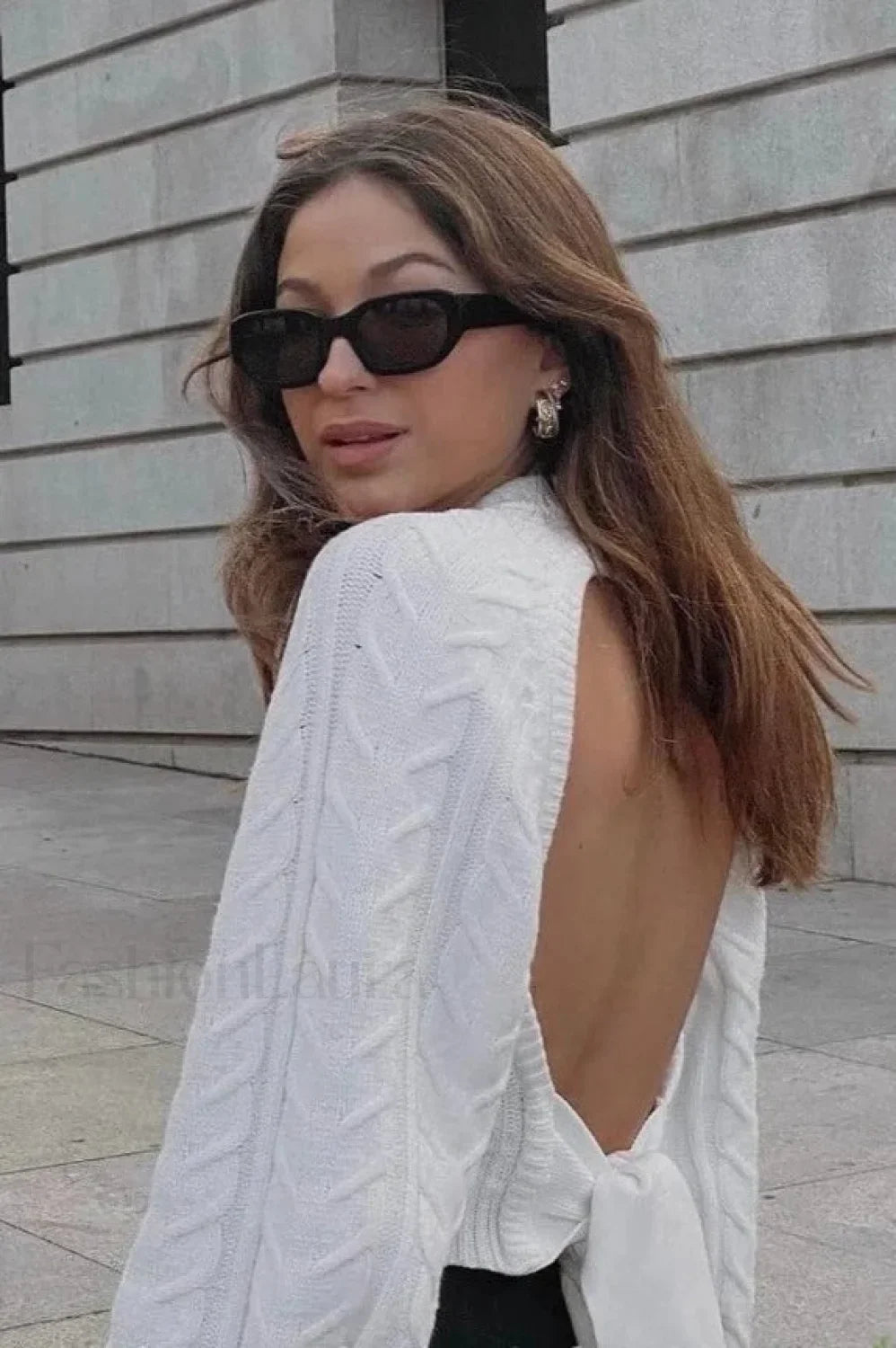 Sexy Backless Tie Knit Sweater