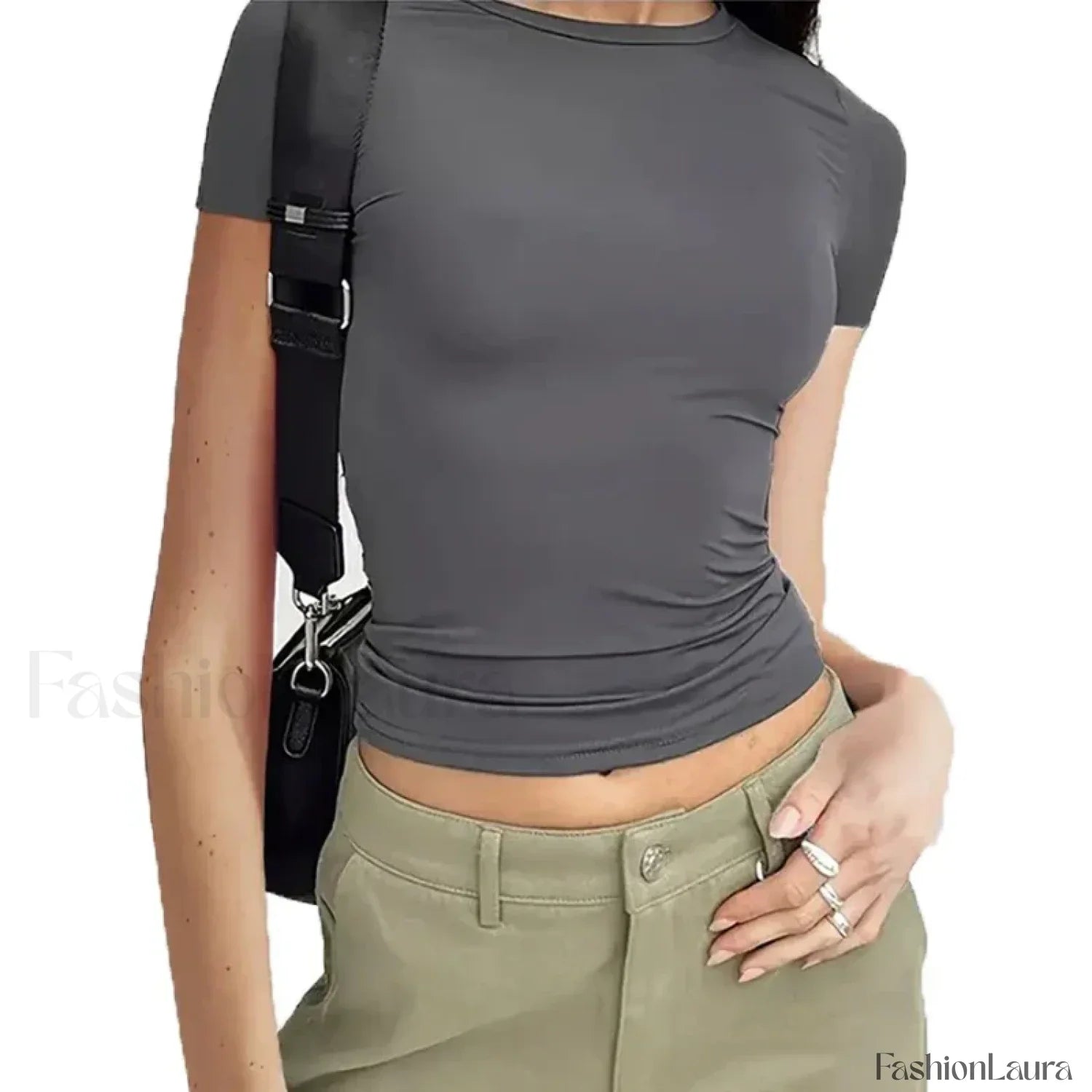 Sexy Basic Crop Tops Short Sleeve Tee