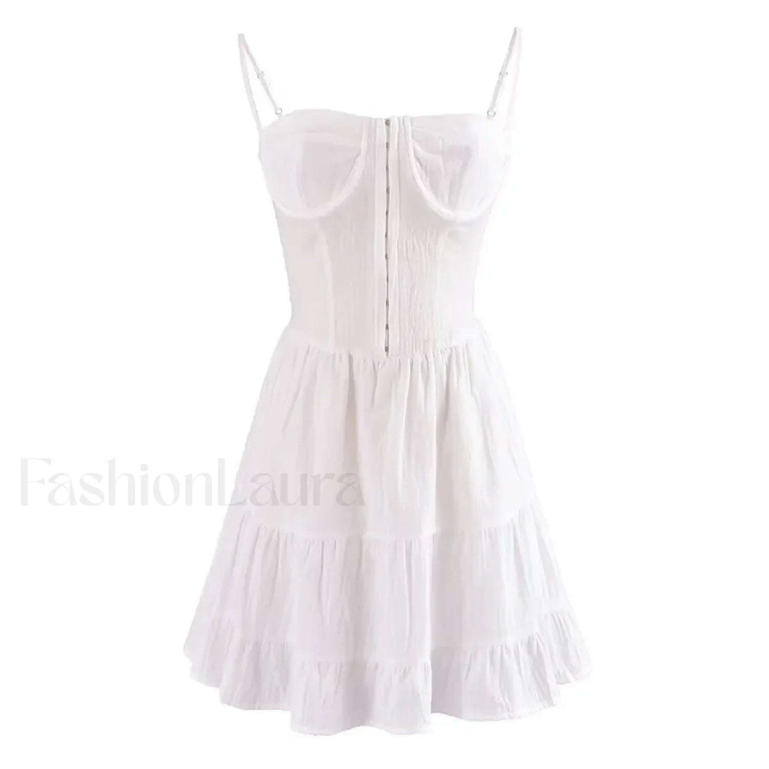 Sexy Deep V neck Striped Women’s 2024 New Waist Lace up Ruffle Edge Skinny Mini Dress creamy white / S