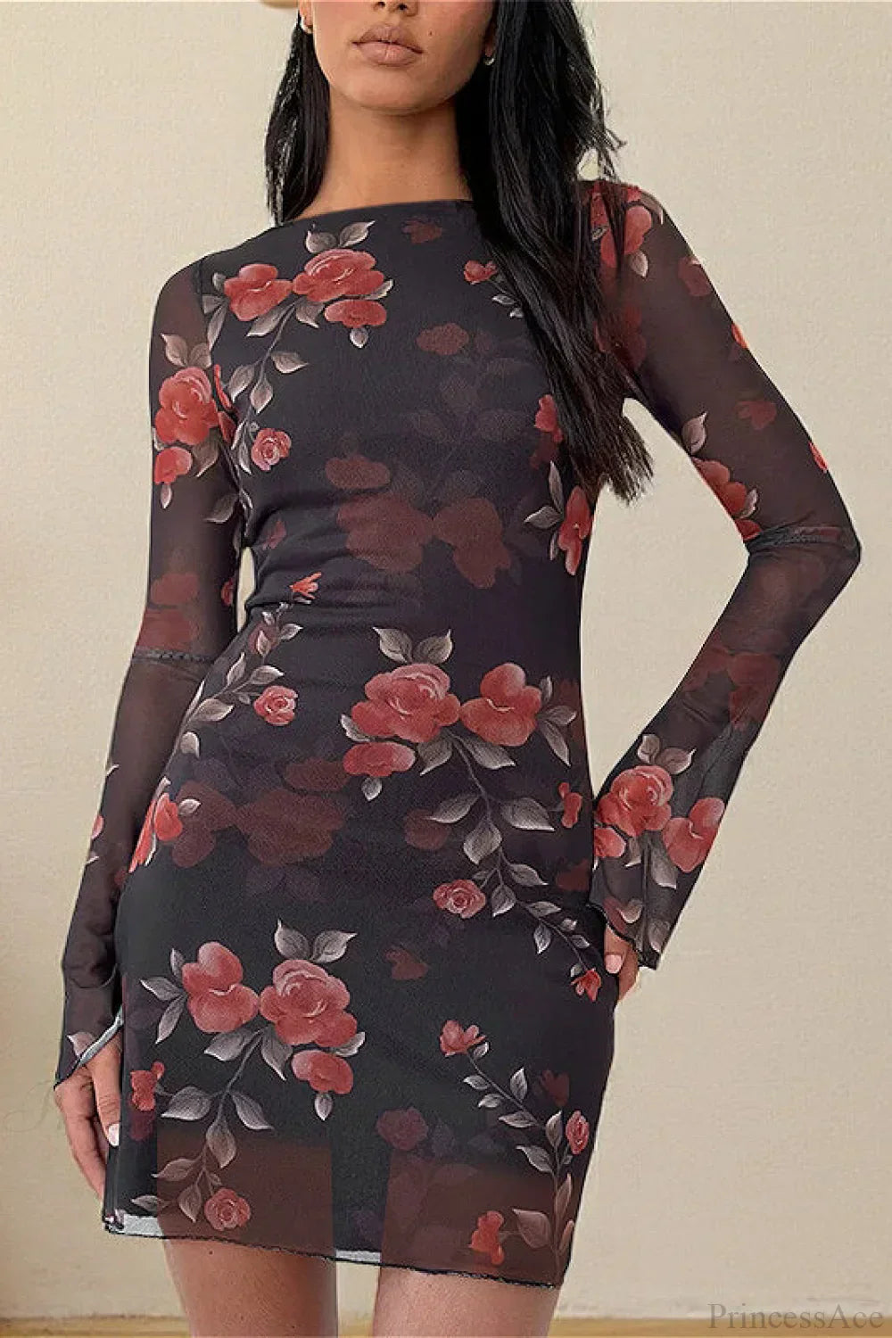 Tulle Floral Fitted Mini Dress