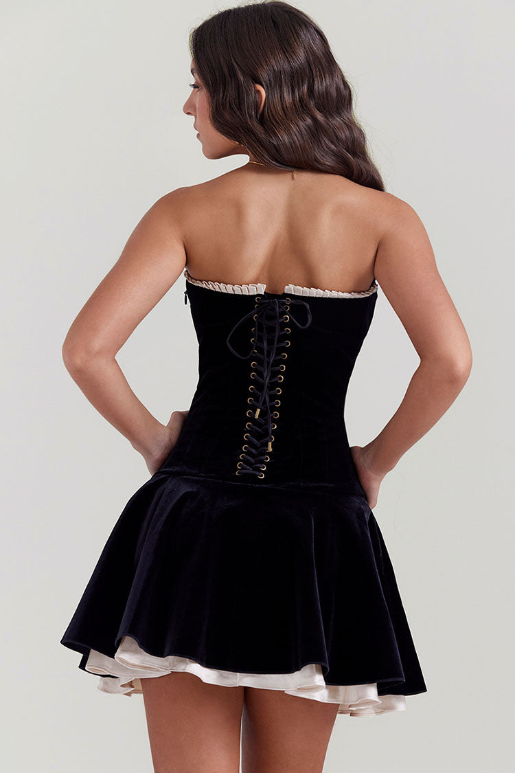 Velvet Strapless Fit and Flare Mini Party Dress