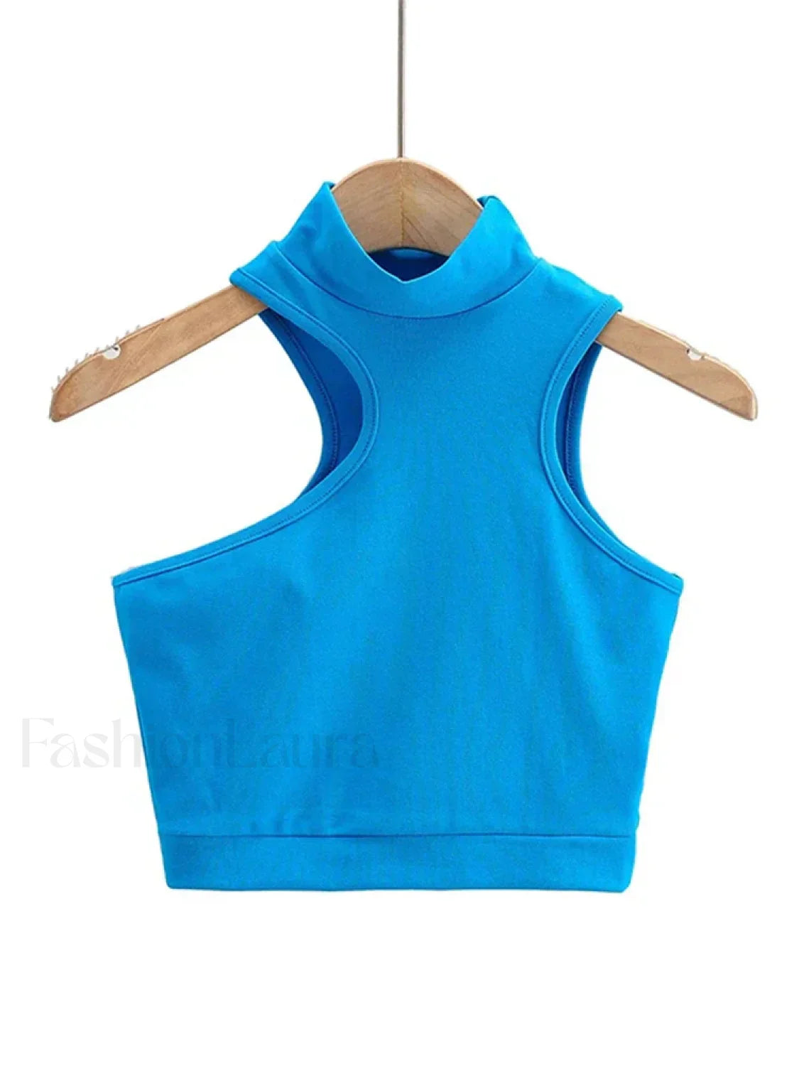 Sexy High Neck Crop Top Blue / S