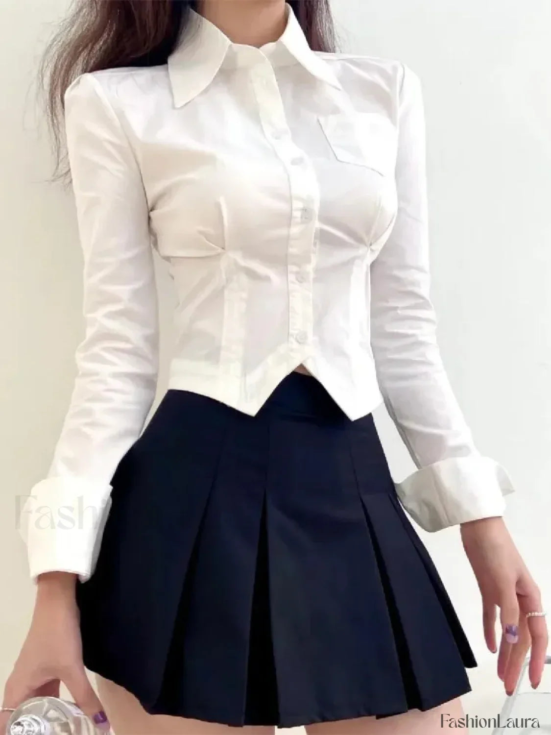 Sexy Long French Ruched Retro Blouse